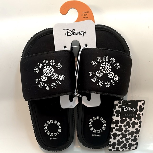 🆕 Disney Ltd Edition Mickey Mouse Icon Logo Plush Cushioned Slide Sandals - Picture 2 of 9